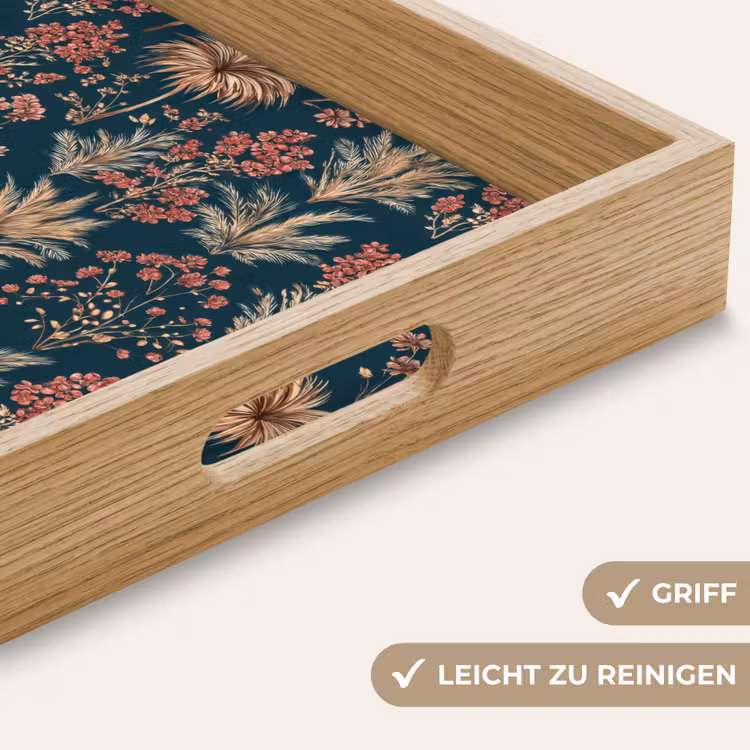 Tablett - Botanisch - Muster - Blau — 8