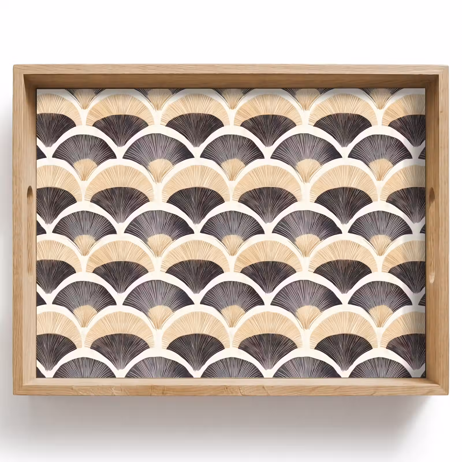 Tablett - Fächer - Muster - Schwarz - Beige — 1