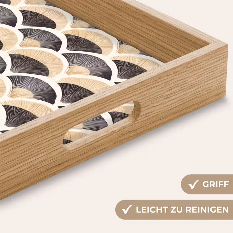 Tablett - Fächer - Muster - Schwarz - Beige — 8