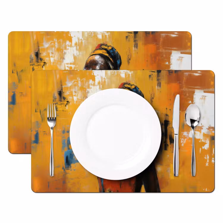 Tischset - Frau - Augen - Pinselstriche - Gelb — 2