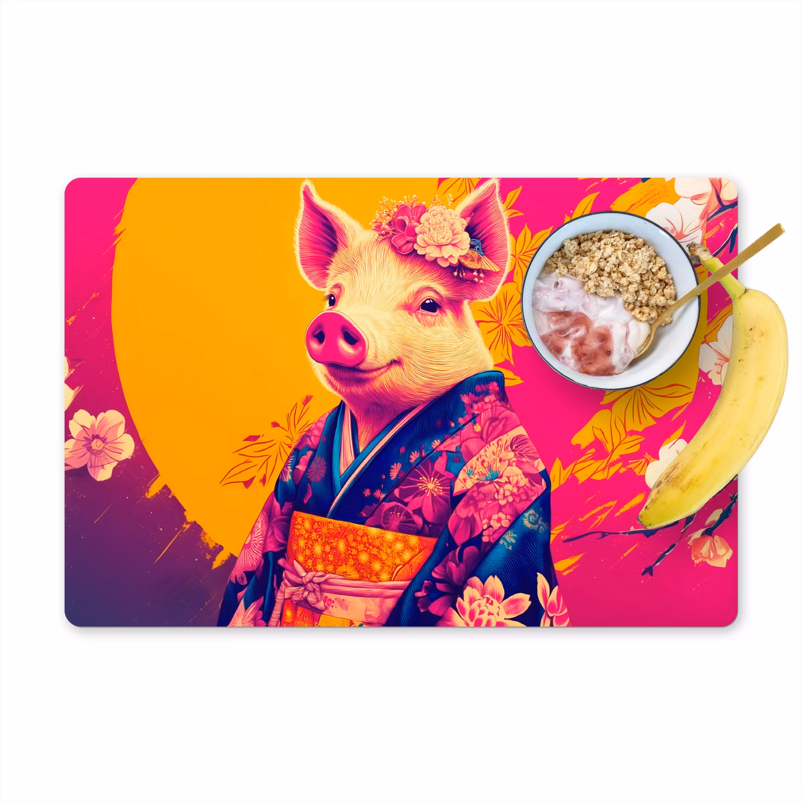 Tischset - Schwein - Blumenkrone - Kimono - Abstrakt — 1