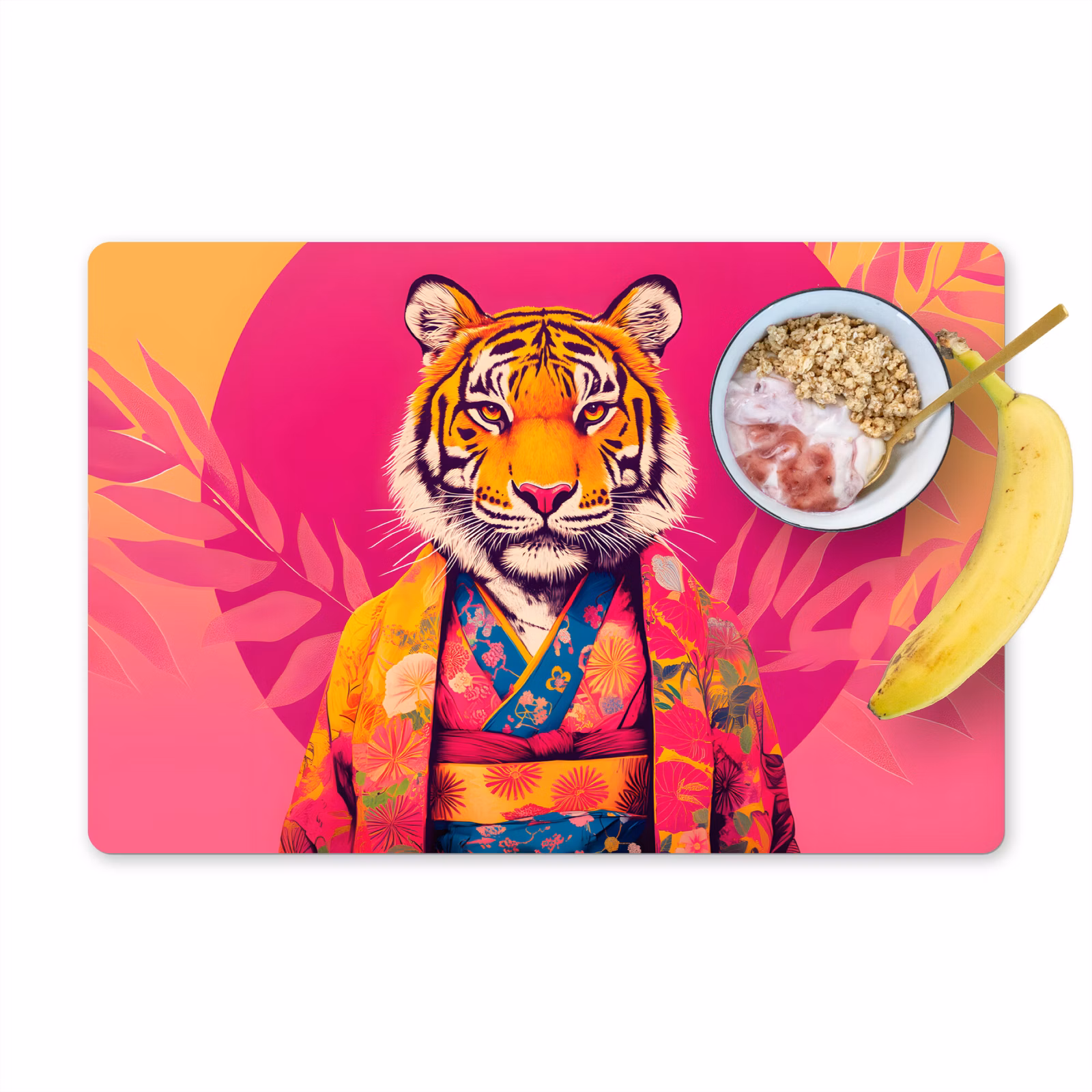 Tischset - Tiger - Kimono - Pflanzen - Rosa — 1
