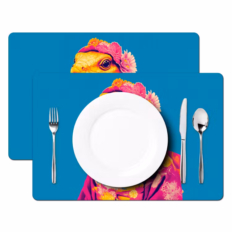 Tischset - Blumenkranz - Eidechse - Kimono - Lila — 2