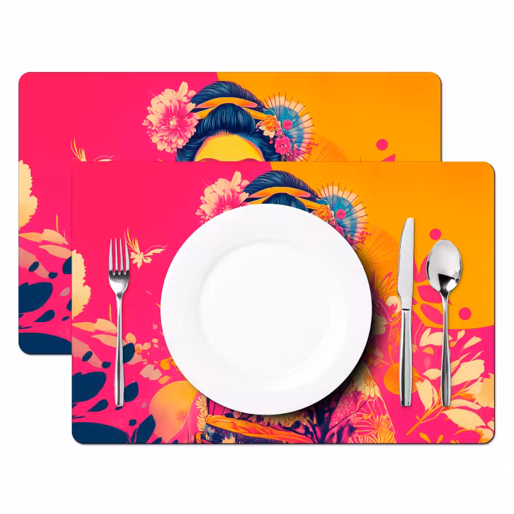 Tischset - Frau - Sonnenbrille - Abstrakt - Orange — 2