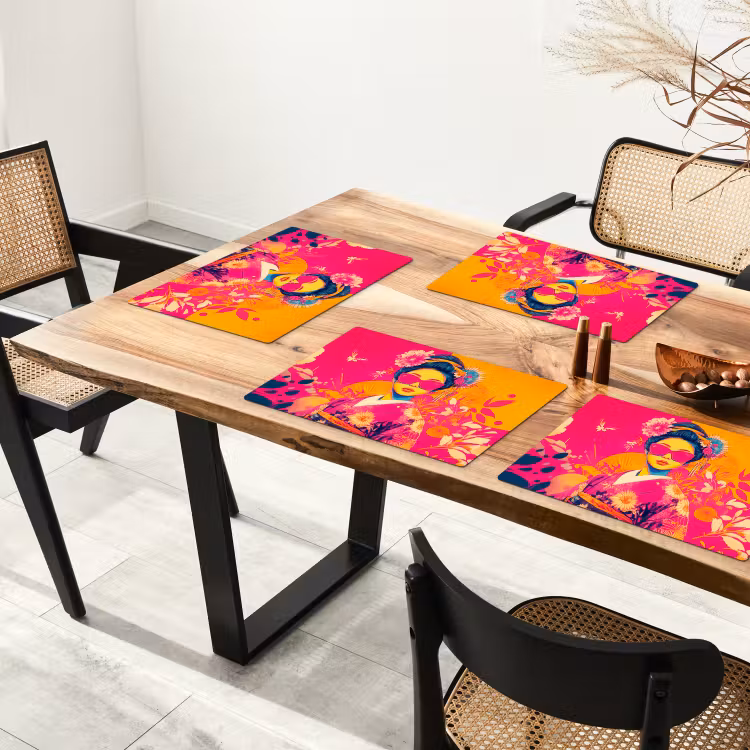 Tischset - Frau - Sonnenbrille - Abstrakt - Orange — 4