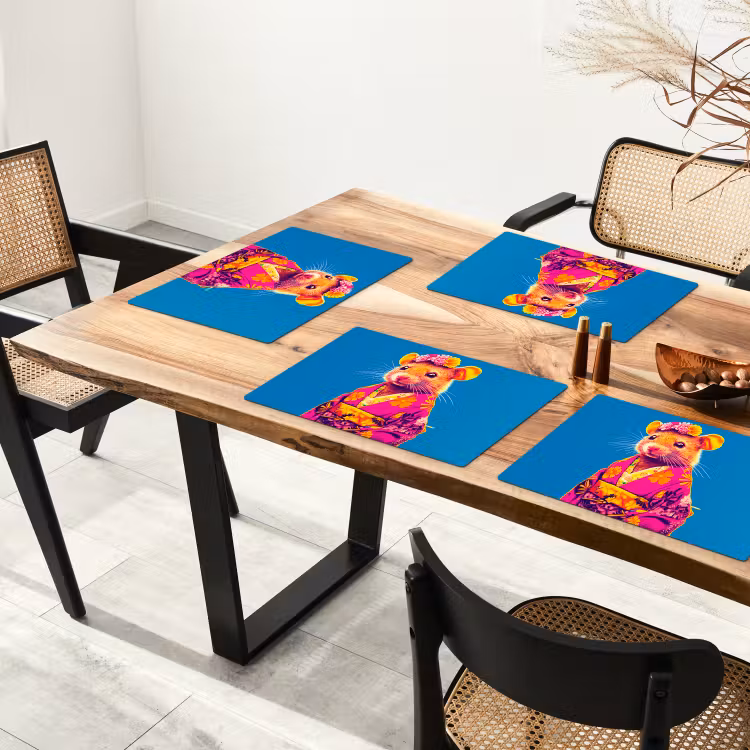Tischset - Maus - Kimono - Blumen - Blau — 4