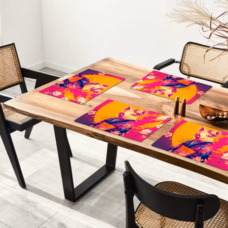 Tischset - Schwein - Blumenkrone - Kimono - Abstrakt — 4