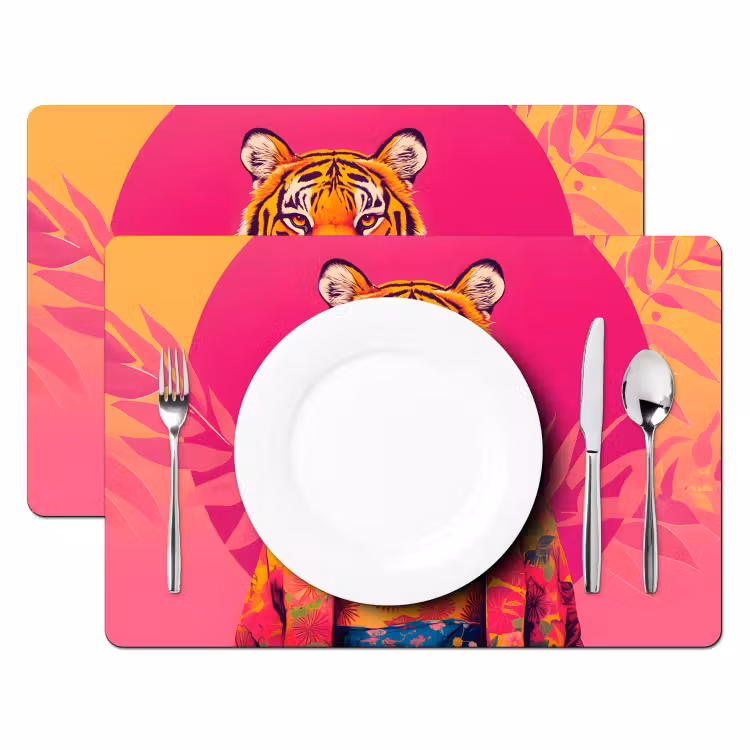 Tischset - Tiger - Kimono - Pflanzen - Rosa — 2