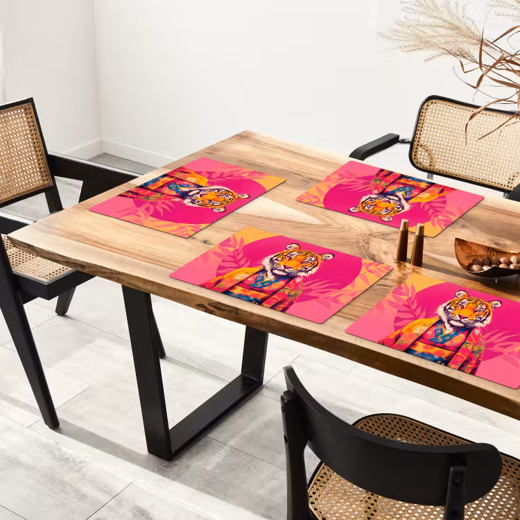 Tischset - Tiger - Kimono - Pflanzen - Rosa — 4