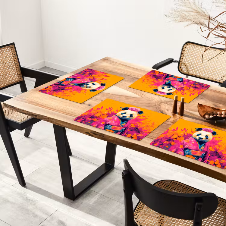 Tischset - Kimono - Rosa - Panda - Blumenkrone — 4