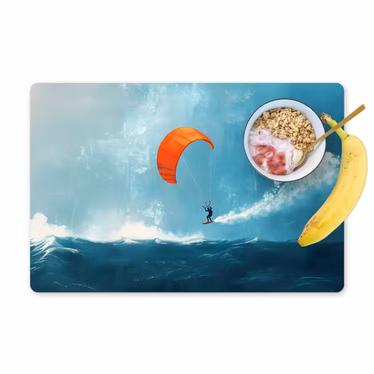 Tischset - Kitesurfer - Orange - Meer - Himmel — 1