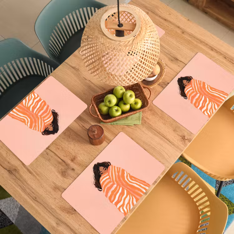 Tischset - Mädchen - Decke - Gestreift - Orange — 3