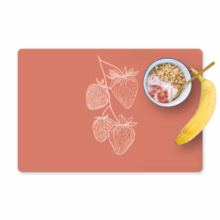 Tischset - Minimalistisch - Illustration - Erdbeere - Zweig — 1