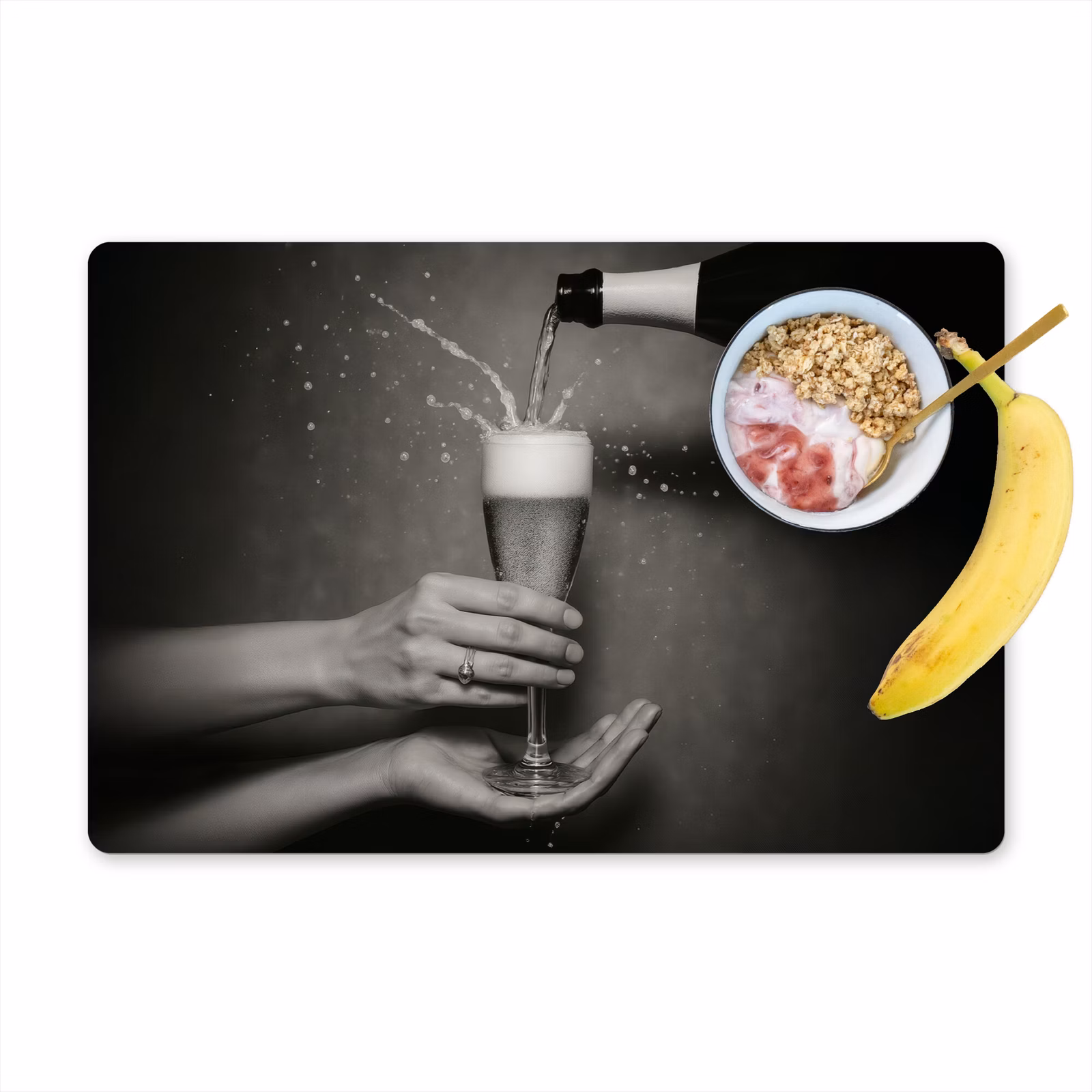 Tischset - Champagnerflasche - Glas - Minimalistisch - Spritzer - 6 Stück — 1