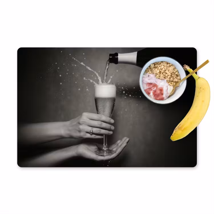 Tischset - Champagnerflasche - Glas - Minimalistisch - Spritzer - 6 Stück — 1