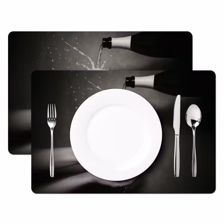 Tischset - Champagnerflasche - Glas - Minimalistisch - Spritzer - 6 Stück — 2