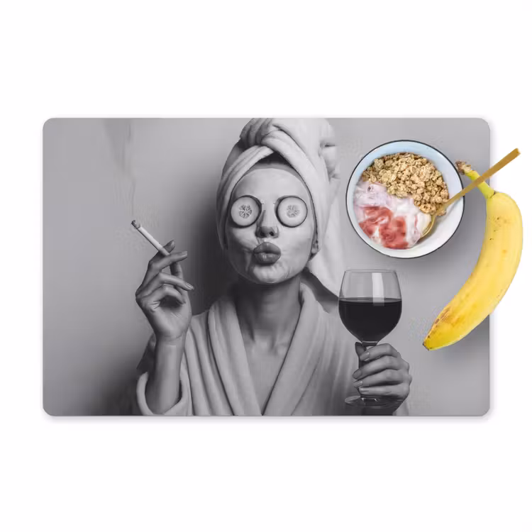 Tischset - Frau - Maske - Wein - Zigarette - 6 Stück — 1