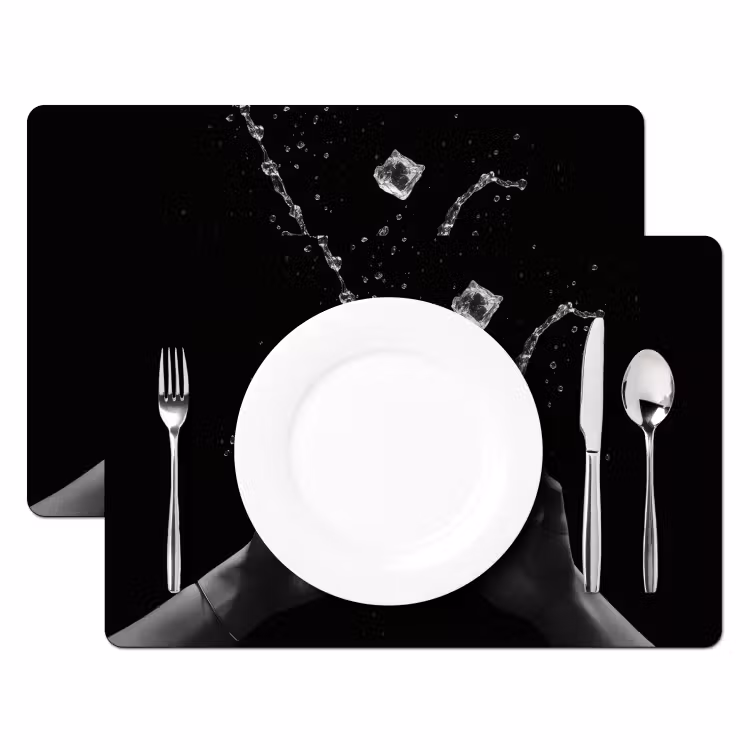 Tischset - Whicky Gläser - Eis - Splashes - Schwarz - 6 Stück — 2