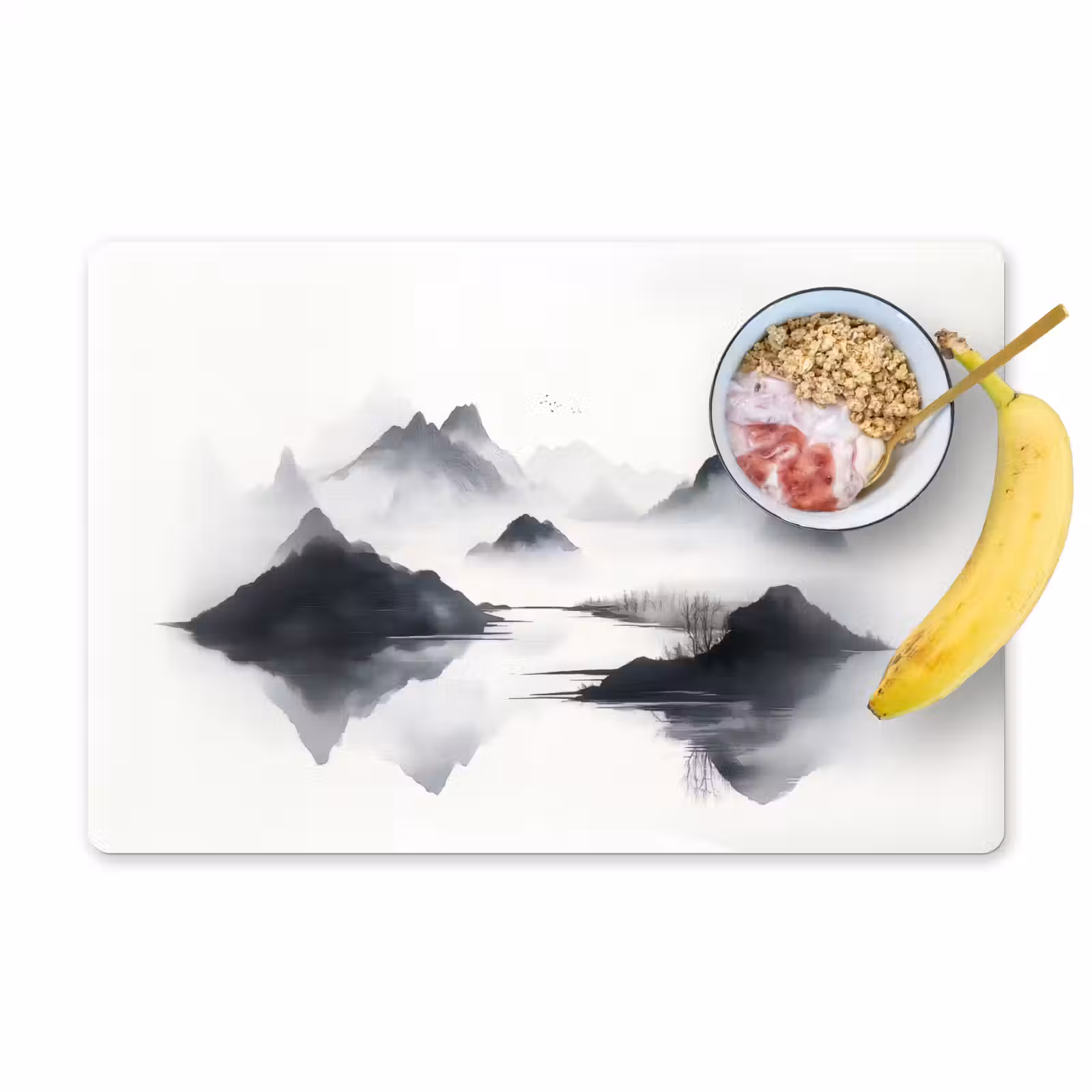 Tischset - Berge - Neblig - Wasser - Weiß — 1