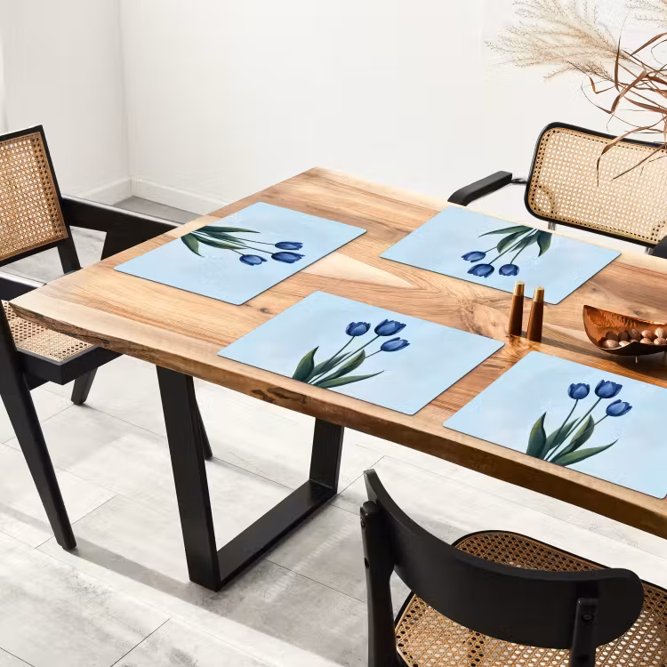 Tischset - Tulpen - Blau - Blätter — 4