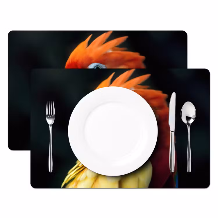 Tischset - Nahaufnahme - Papagei - Federn - Orange — 2