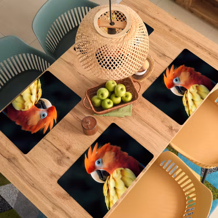 Tischset - Nahaufnahme - Papagei - Federn - Orange — 3