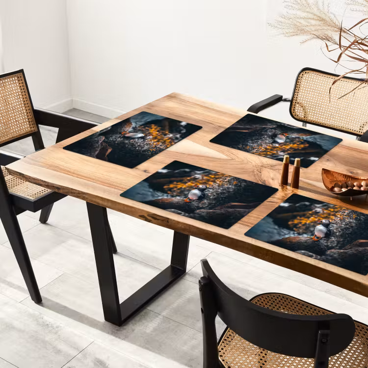 Tischset - Papagei - Vogel - Felsen - Weiß — 4