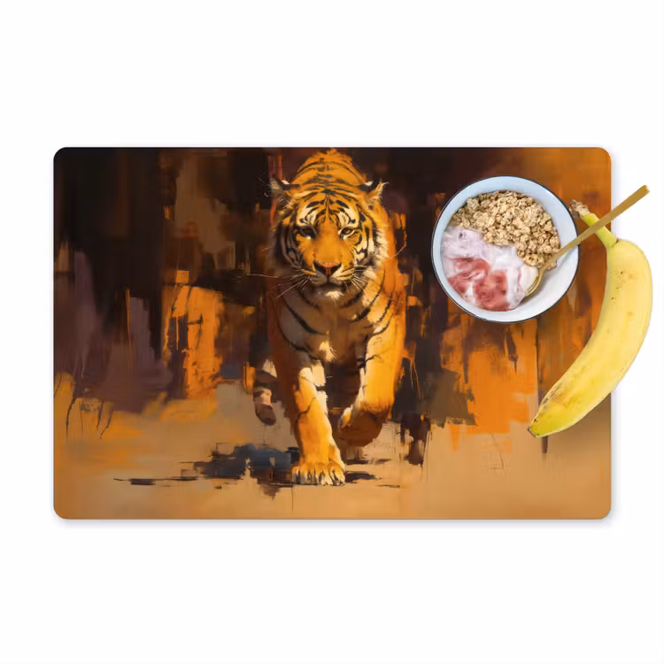 Tischset - Tiger - Gemalt - Orange - Pinselstriche — 1