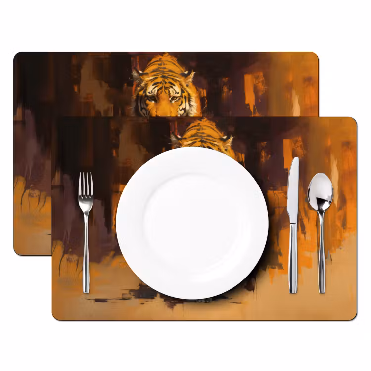 Tischset - Tiger - Gemalt - Orange - Pinselstriche — 2