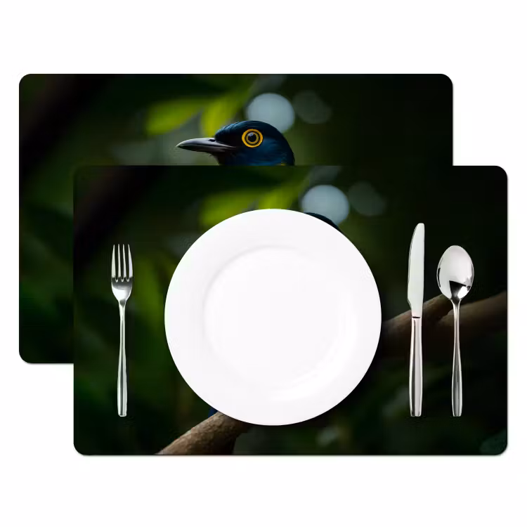 Tischset - Vogel - Zweig - Gelb - Blätter — 2