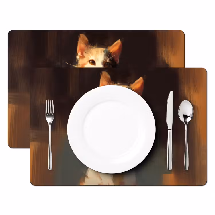 Tischset - Katze - Gemalt - Künstlerisch - Weiß — 2