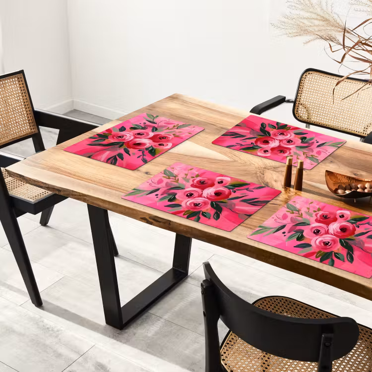 Tischset - Blumen - Farbe - Rosa — 4