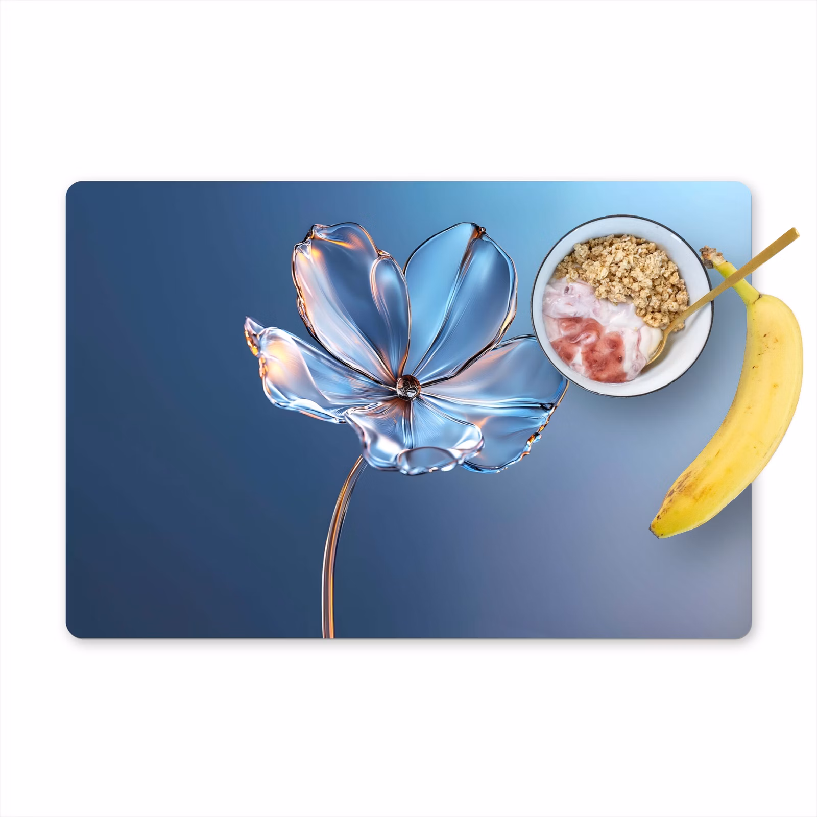 Tischset - Blau - Blume - Gläser - Verziert — 1