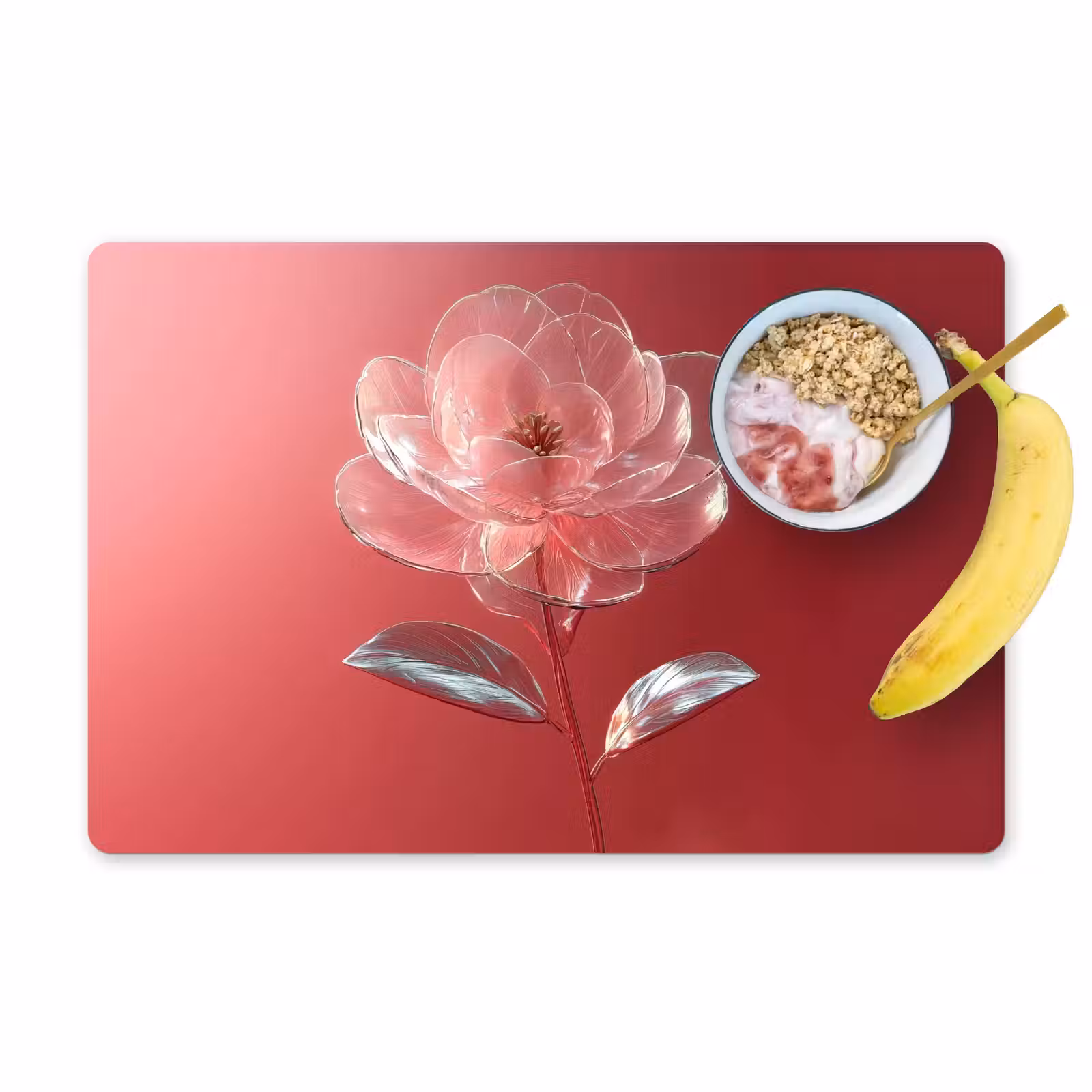 Tischset - Verziert - Blume - Rosa - Gläser — 1