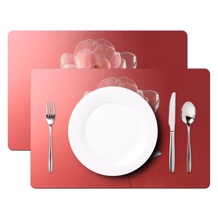 Tischset - Verziert - Blume - Rosa - Gläser — 2