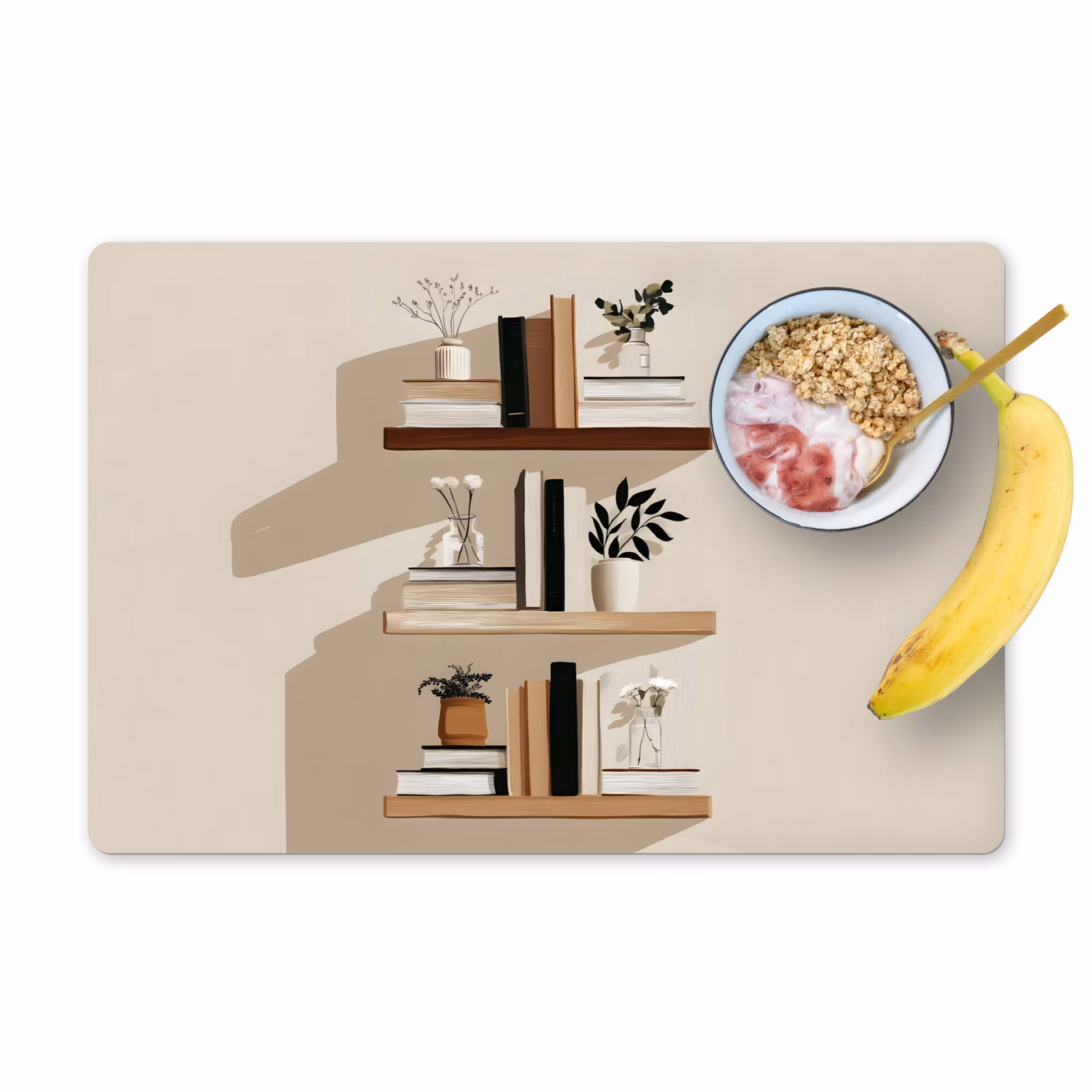 Tischset - Regale - Bücher - Vasen - Pflanzen - 6 Stück — 1