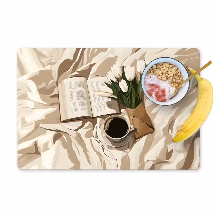 Tischset - Buch - Illustration - Tulpen - Kaffee - 6 Stück — 1