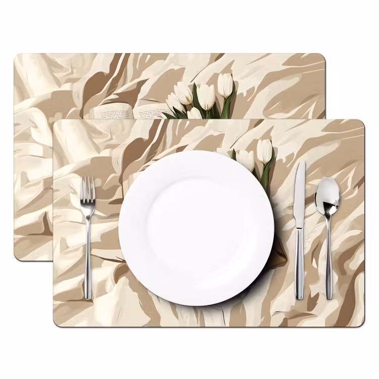 Tischset - Buch - Illustration - Tulpen - Kaffee - 6 Stück — 2
