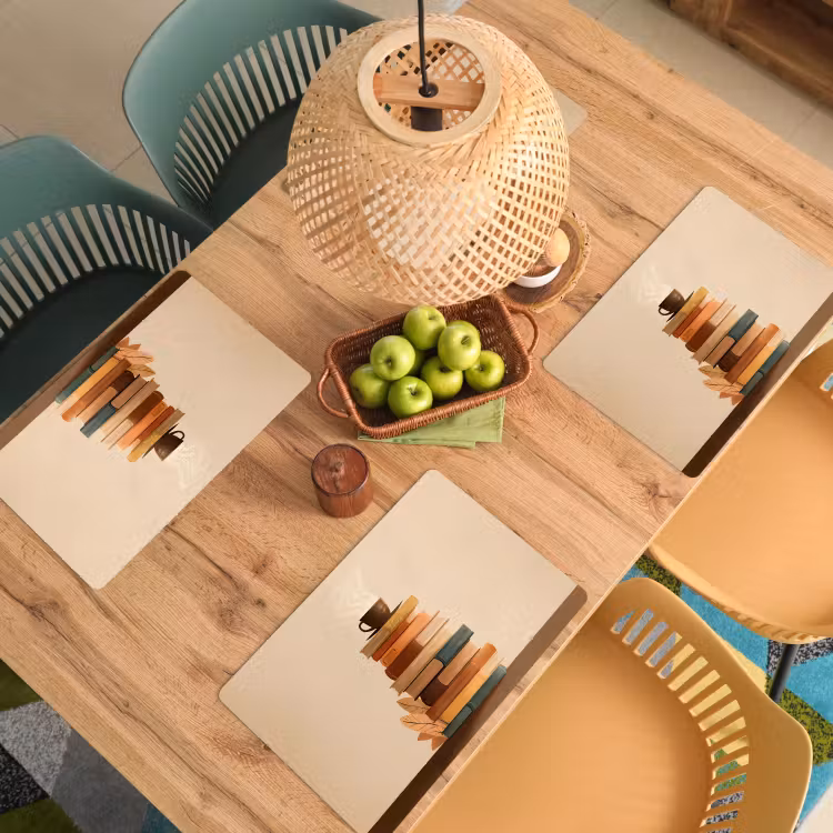 Tischset - Bücher - Turm - Kaffee - Beige - 6 Stück — 3