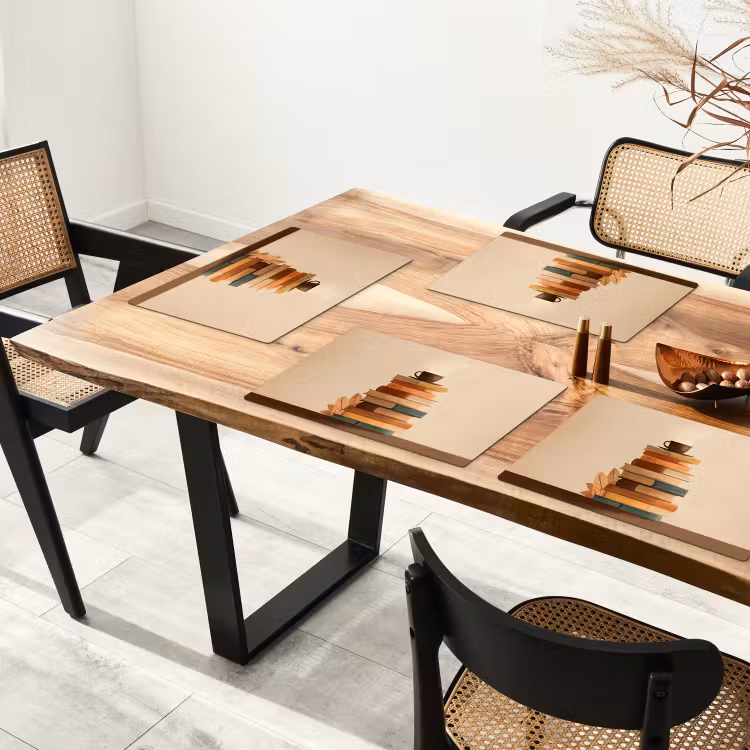 Tischset - Bücher - Turm - Kaffee - Beige - 6 Stück — 4
