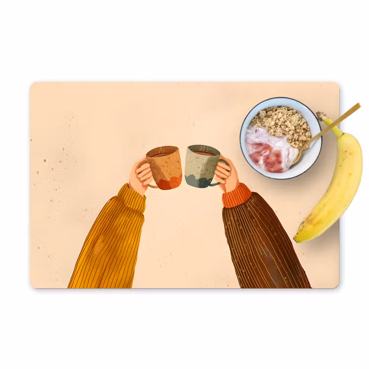 Tischset - Illustration - Becher - Prost - Braun - 6 Stück — 1