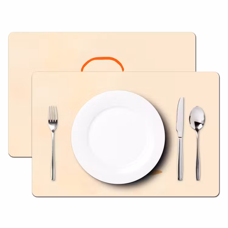 Tischset - Orange - Teekanne - Blumen - Blätter - 6 Stück — 2