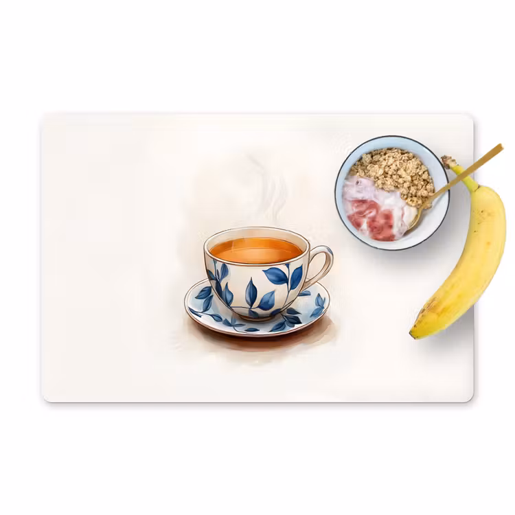 Tischset - Teetasse - Blätter - Blau - 6 Stück — 1