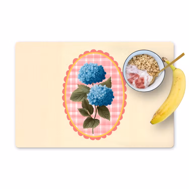 Tischset - Blumen - Blau - Liste - Blätter - 6 Stück — 1