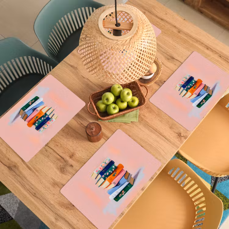 Tischset - Bücher - Stapel - Bunt - 6 Stück — 3