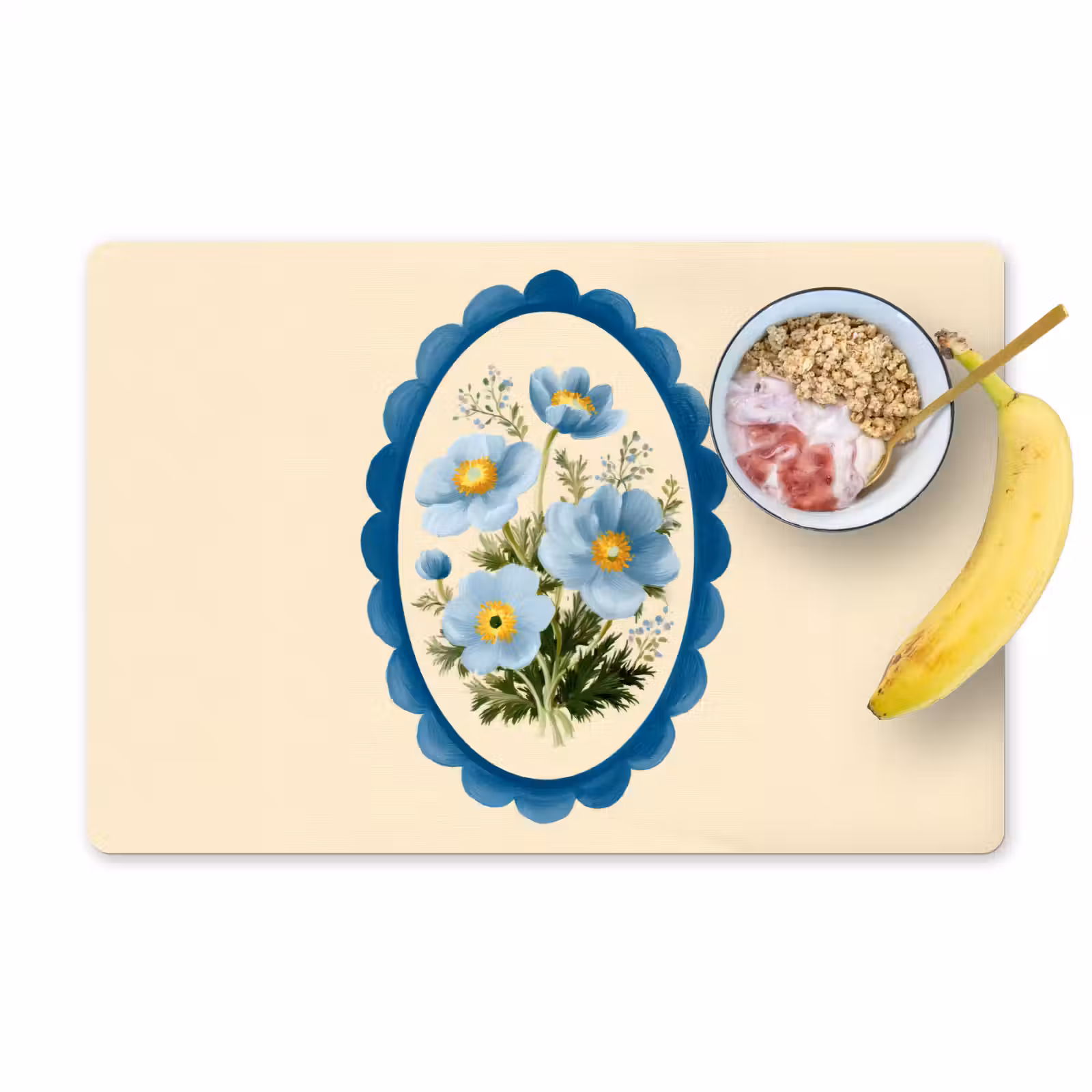 Tischset - Liste - Blumen - Hellblau - Illustration - 6 Stück — 1