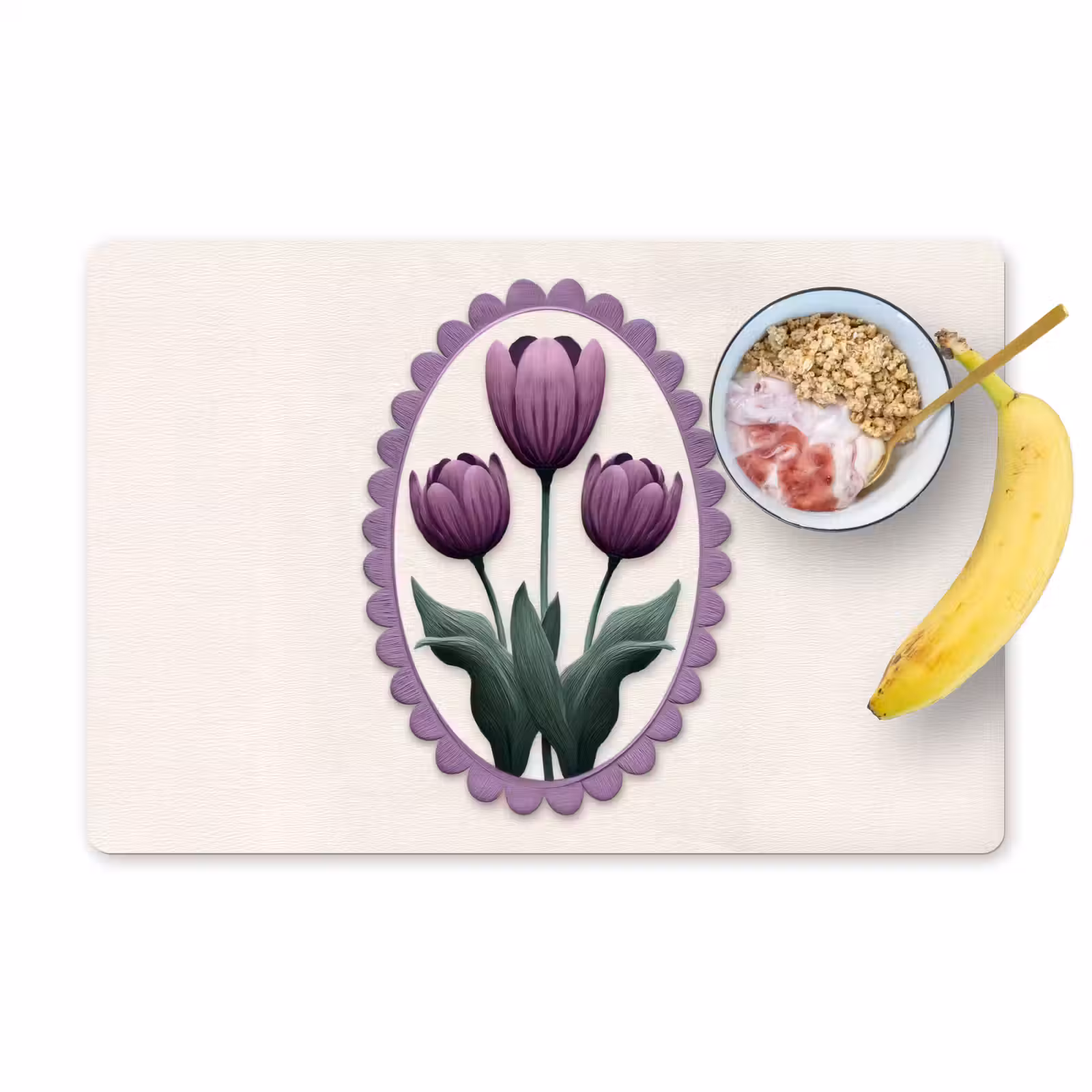 Tischset - Tulpen - Lila - Liste - Blätter - 6 Stück — 1