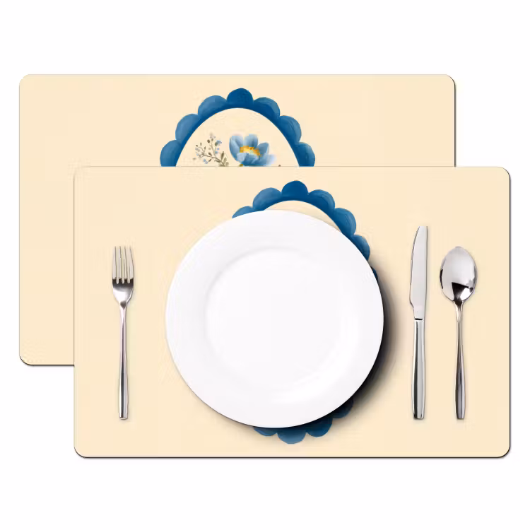 Tischset - Liste - Blumen - Hellblau - Illustration - 6 Stück — 2