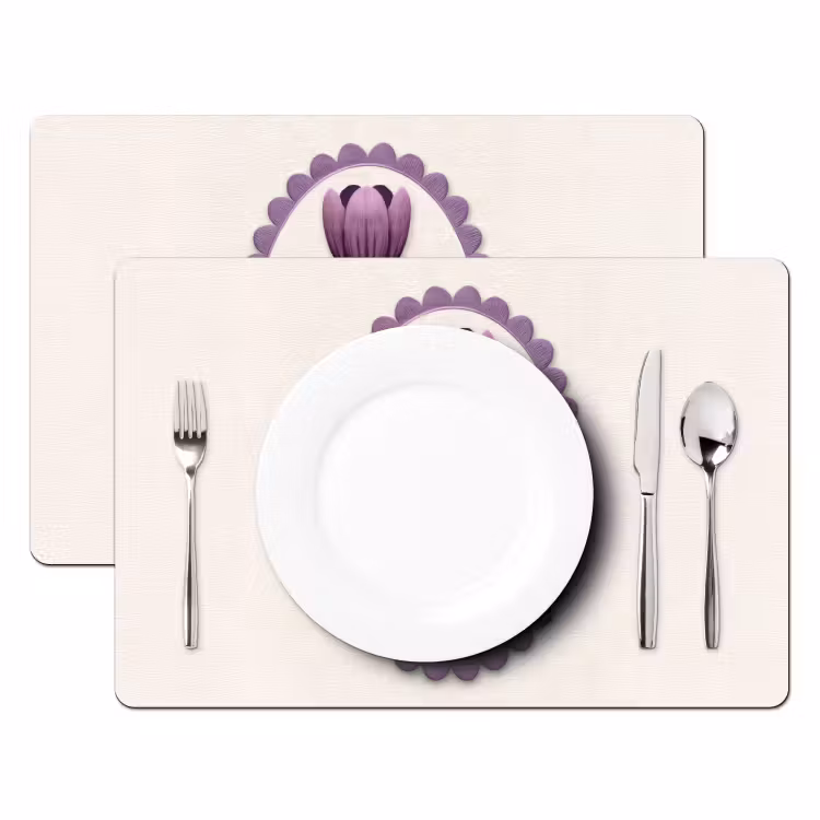 Tischset - Tulpen - Lila - Liste - Blätter - 6 Stück — 2