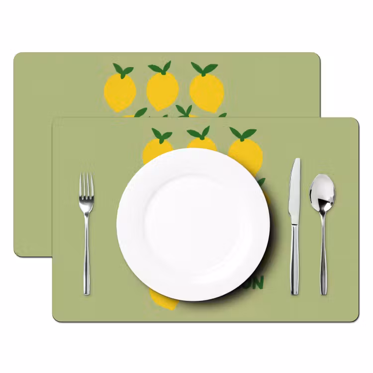 Tischset - Zitronen - Blätter - Gelb - Muster - 6 Stück — 2